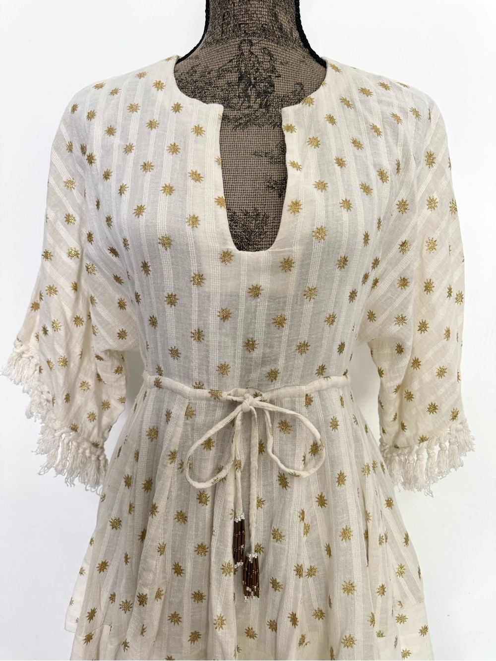 Revolve SUNDRESS Candy Dress Dubai Coconut Boho Beach Gold Star Mini Dress XS/S - Picture 3 of 16